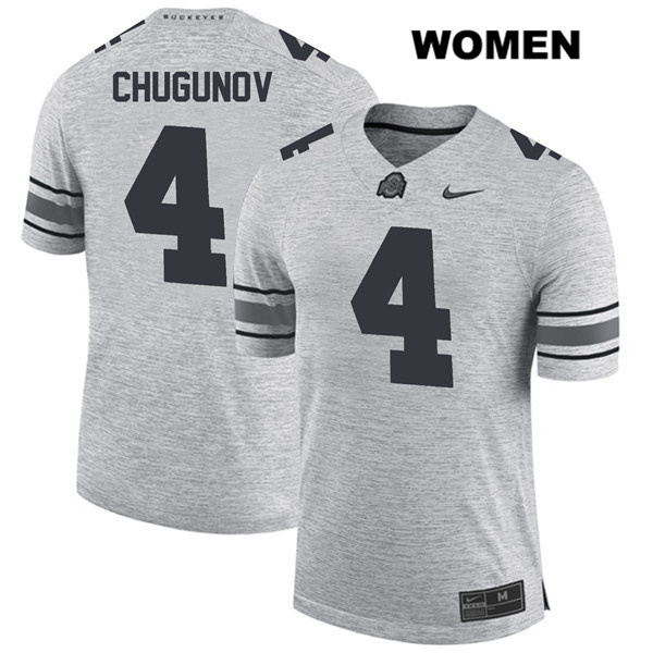 Ohio State Buckeyes Women's Chris Chugunov #4 Gray Authentic Nike College NCAA Stitched Football Jersey LO19N31SS